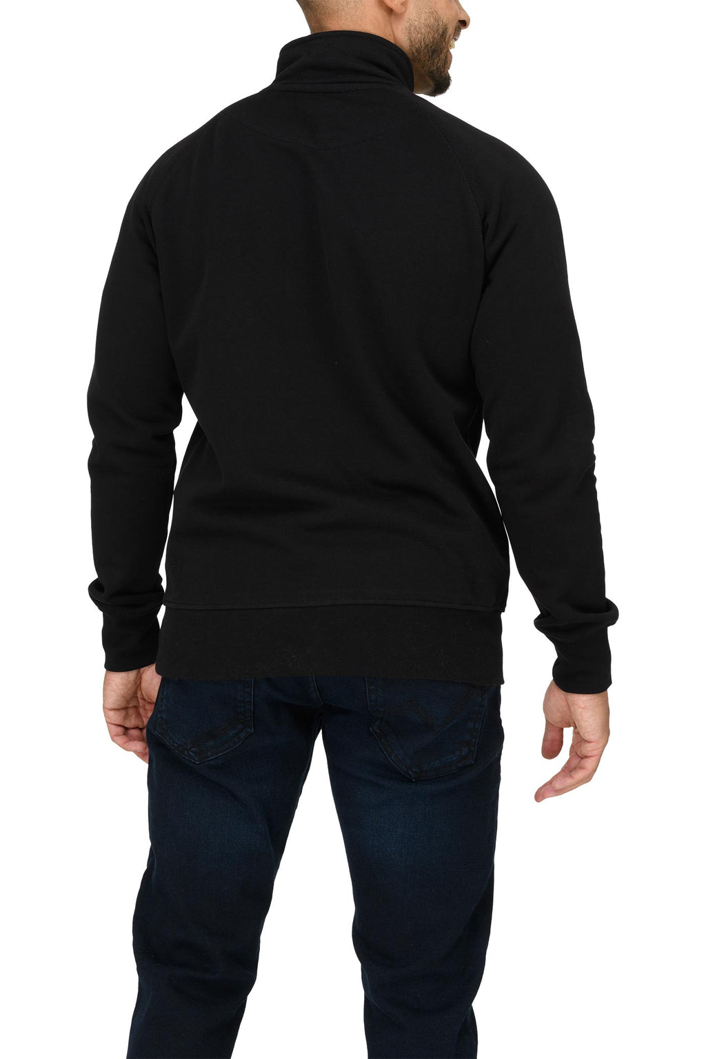 Herren Halfzip Pullover mit Stehkragen in Schwarz