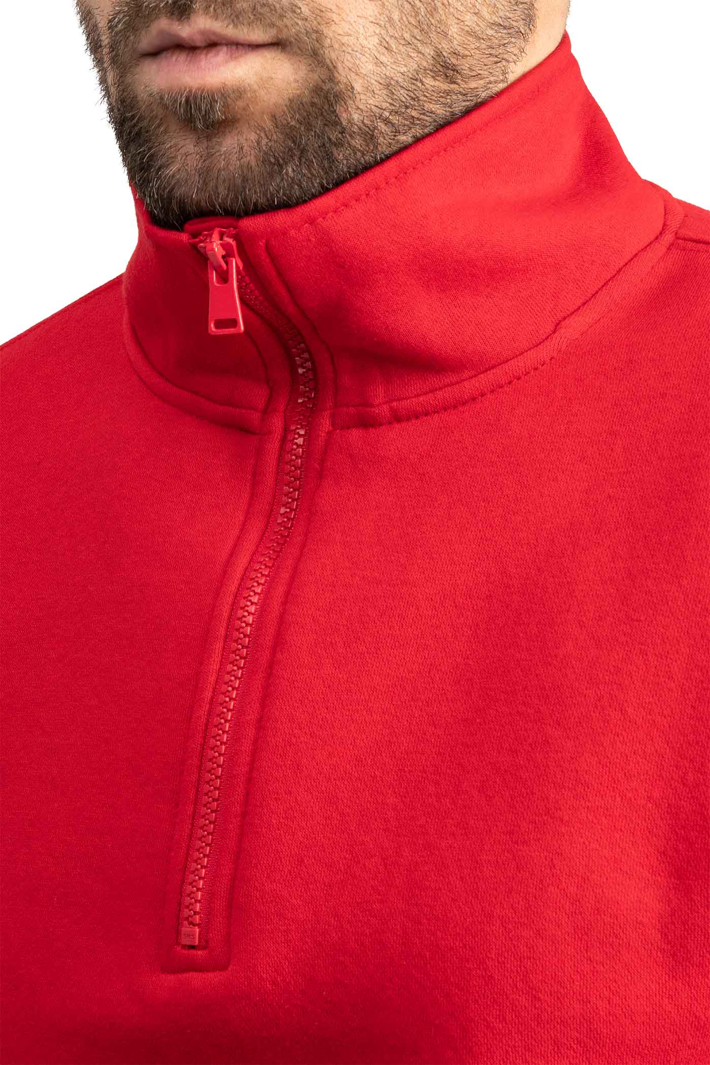 Herren Pullover mit halbem Reißverschluss in Rot