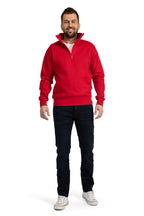 Herren Pullover mit viertel Reißverschluss und Stehkragen in Rot