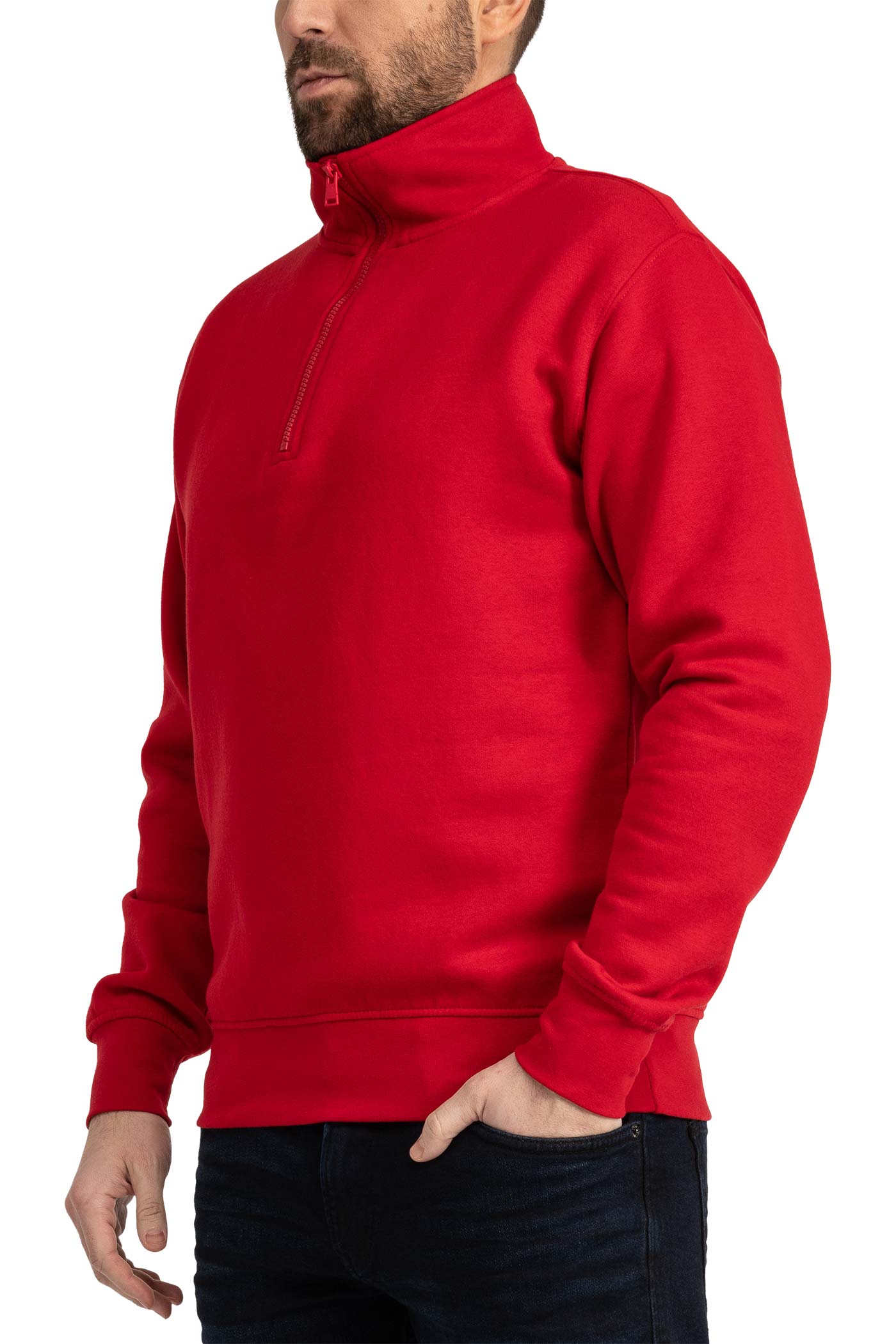 Herren Halfzip Pullover mit Stehkragen in Rot
