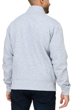 Herren Halfzip Sweatshirt mit Stehkragen in Grau meliert