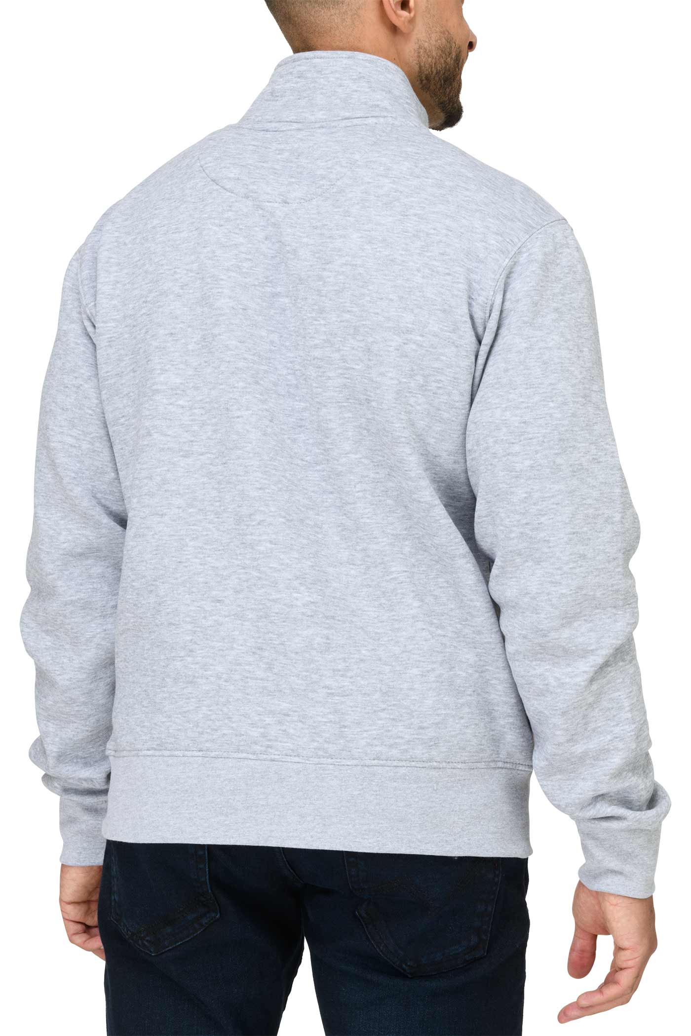 Herren Halfzip Sweatshirt mit Stehkragen in Grau meliert