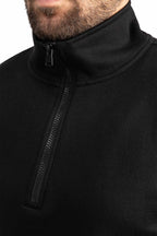Herren Pullover mit halbem Reißverschluss in Schwarz