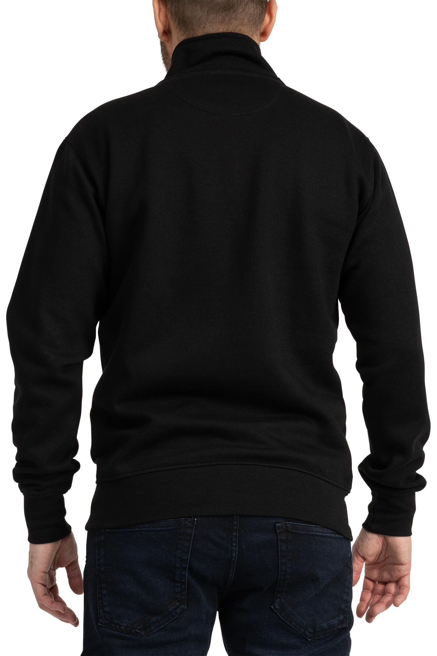 Herren Halfzip Sweatshirt mit Stehkragen in Schwarz