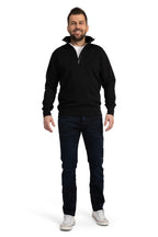 Herren Pullover mit viertel Reißverschluss und Stehkragen in Schwarz