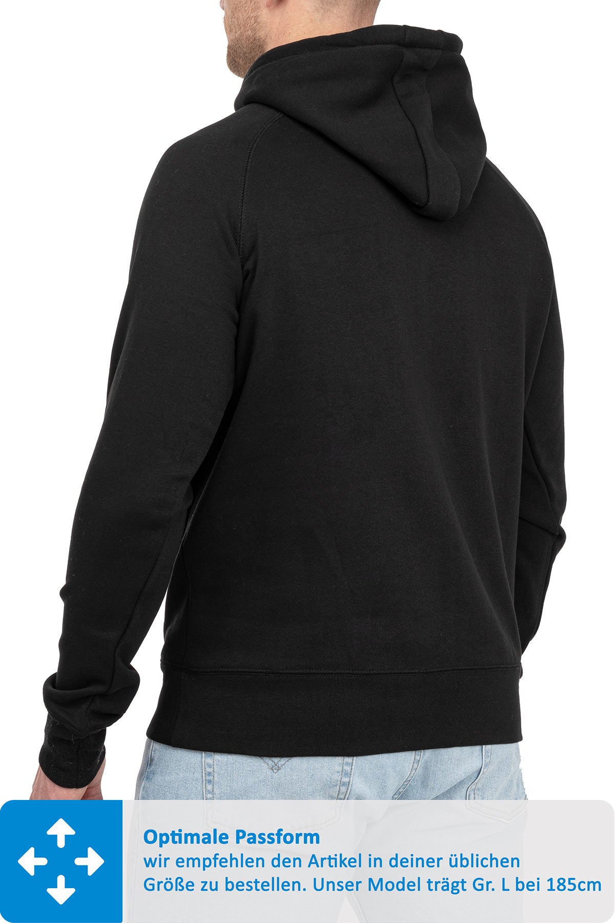 klassischer Kapuzenpullover mit gutem Schnitt in Schwarz