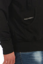 Sweatjacke Herren mit Seitentasche mit zusätzlichem Reißverschlussfach in Schwarz