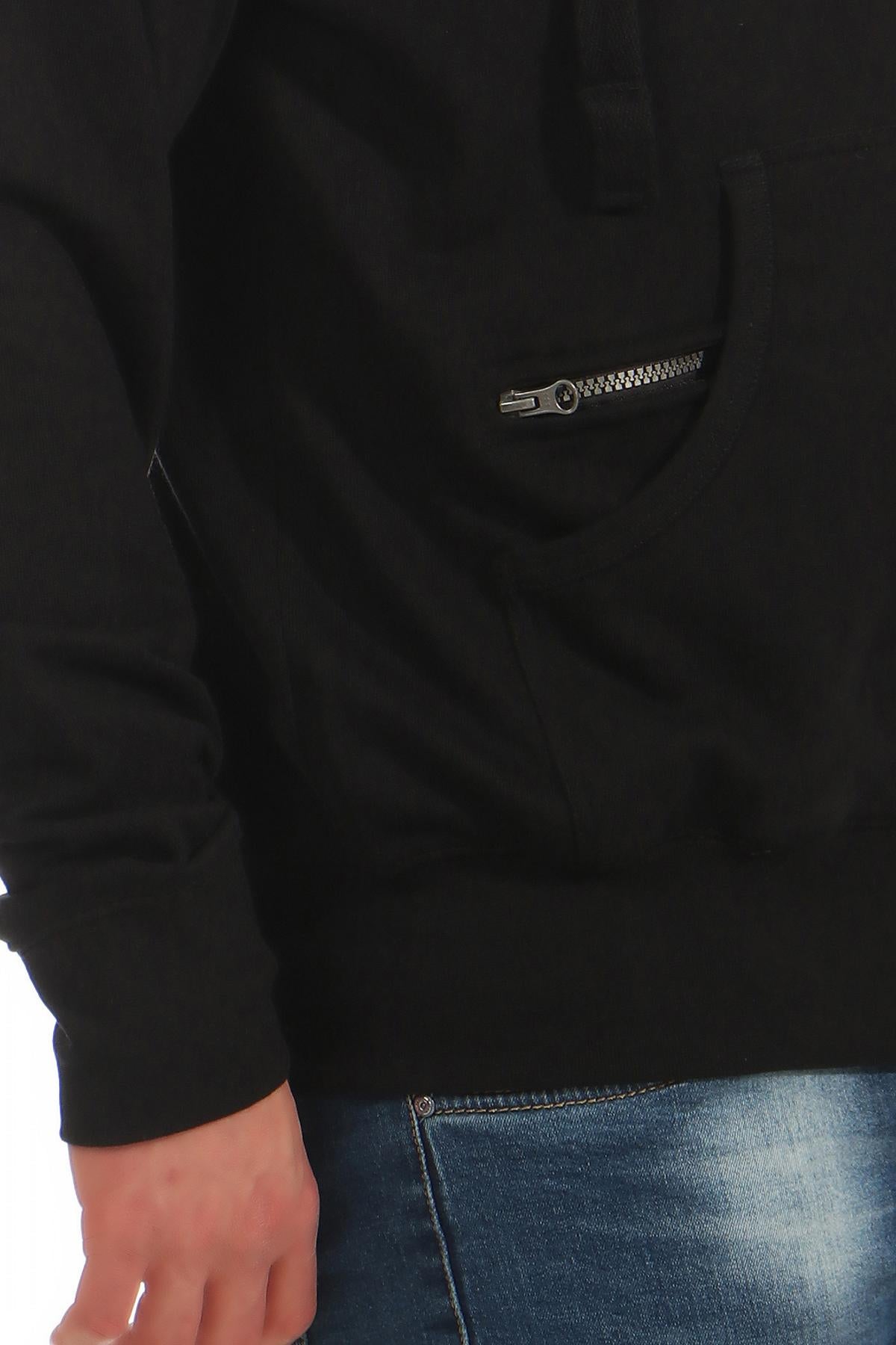 Sweatjacke Herren mit Seitentasche mit zusätzlichem Reißverschlussfach in Schwarz