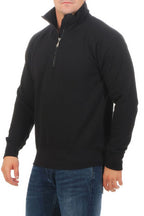Herren Pullover mit viertel Reißverschluss robust Basic in Schwarz