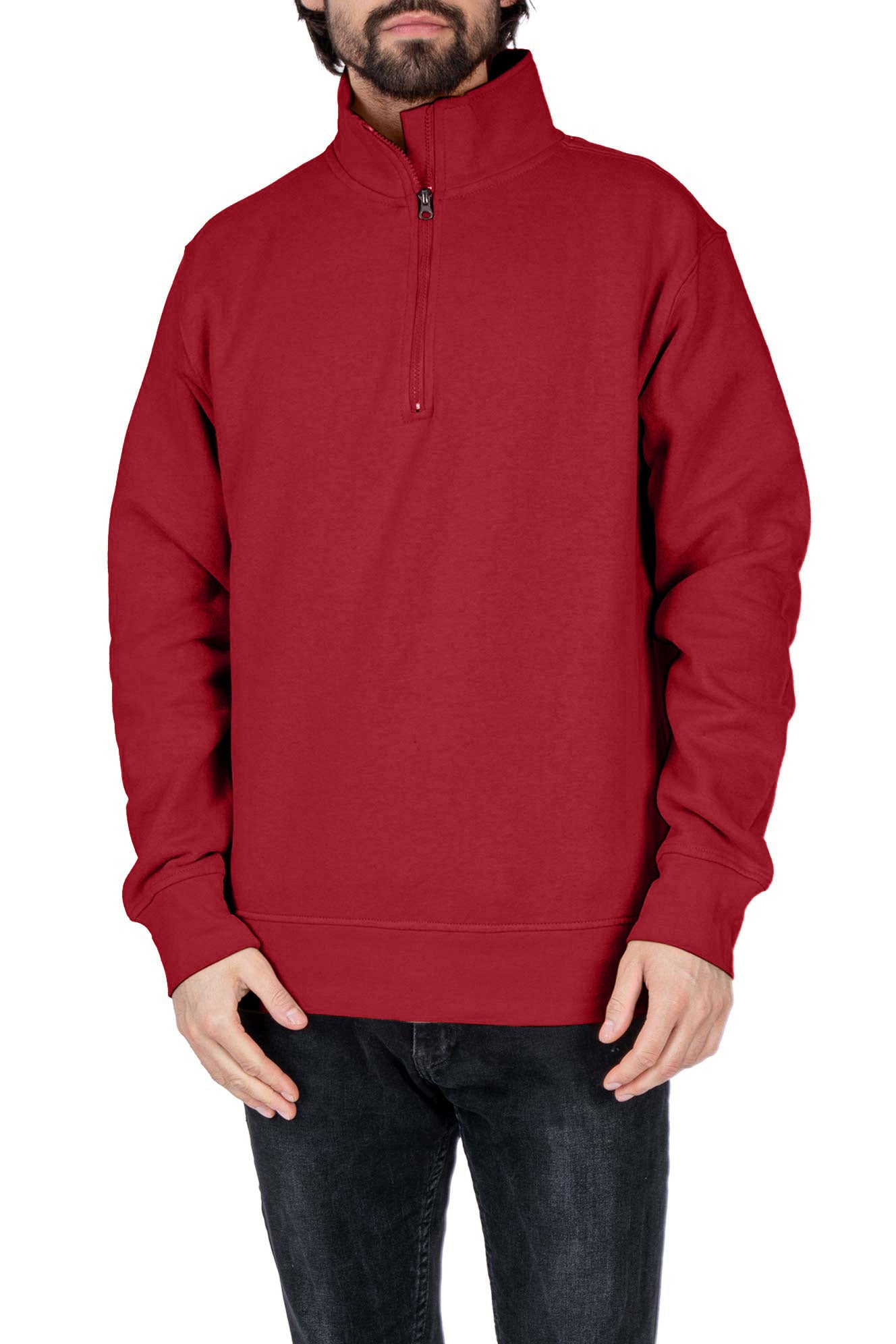 Herren Troyer aus Baumwollmischung mit Stehkragen in Bordeaux