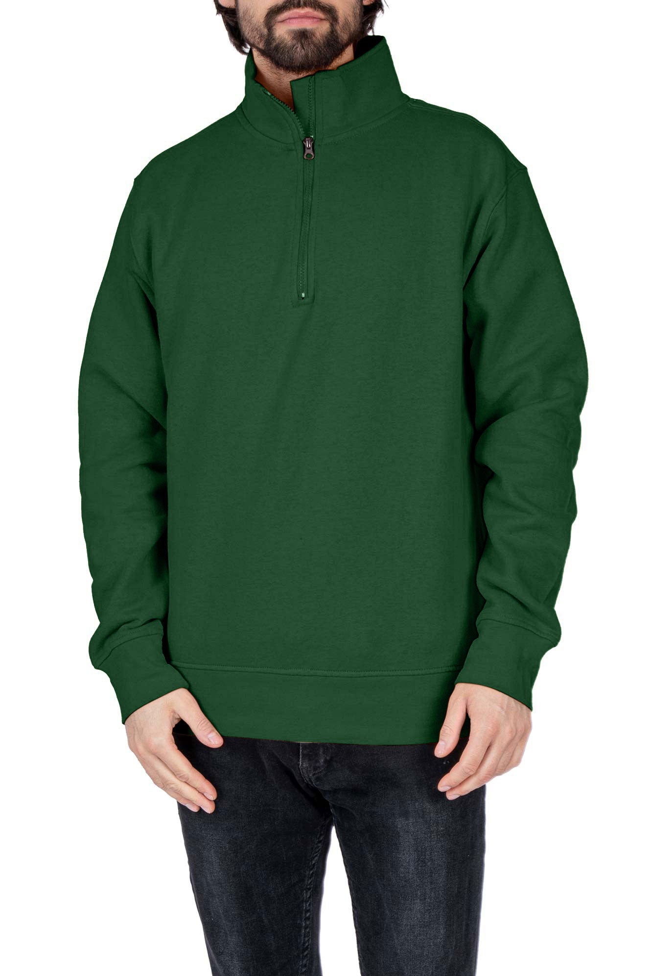 Herren Troyer aus Baumwollmischung mit Stehkragen in Grün