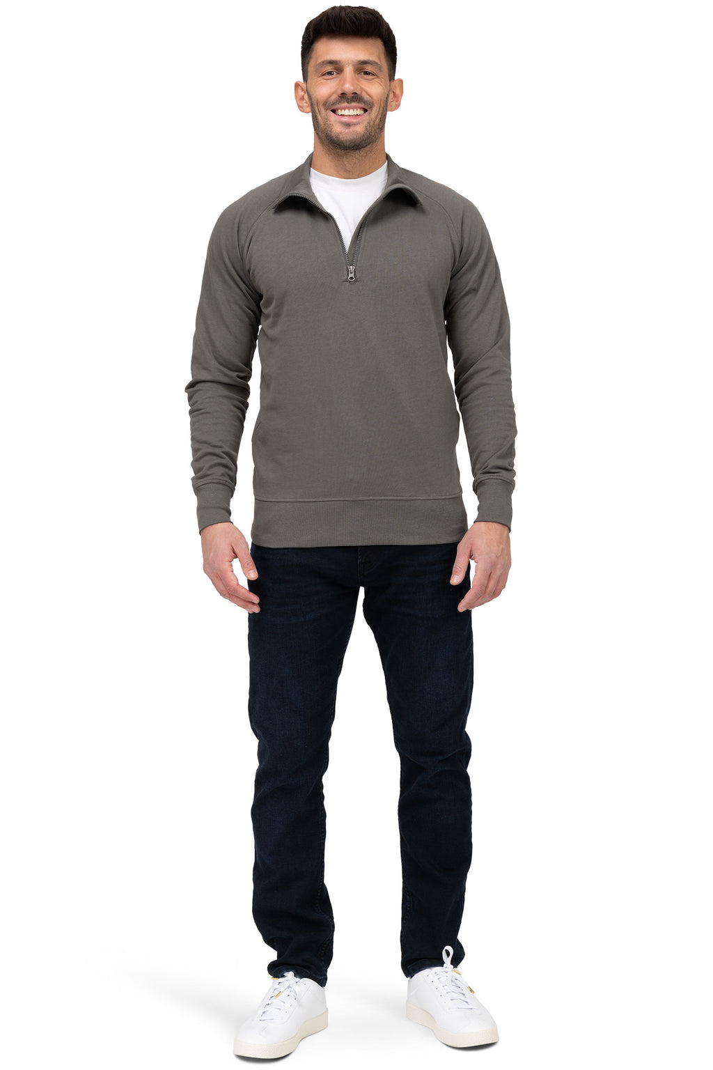 günstiger Halfzip Pullover für den Sommer und warme Tage Herren in Anthrazit