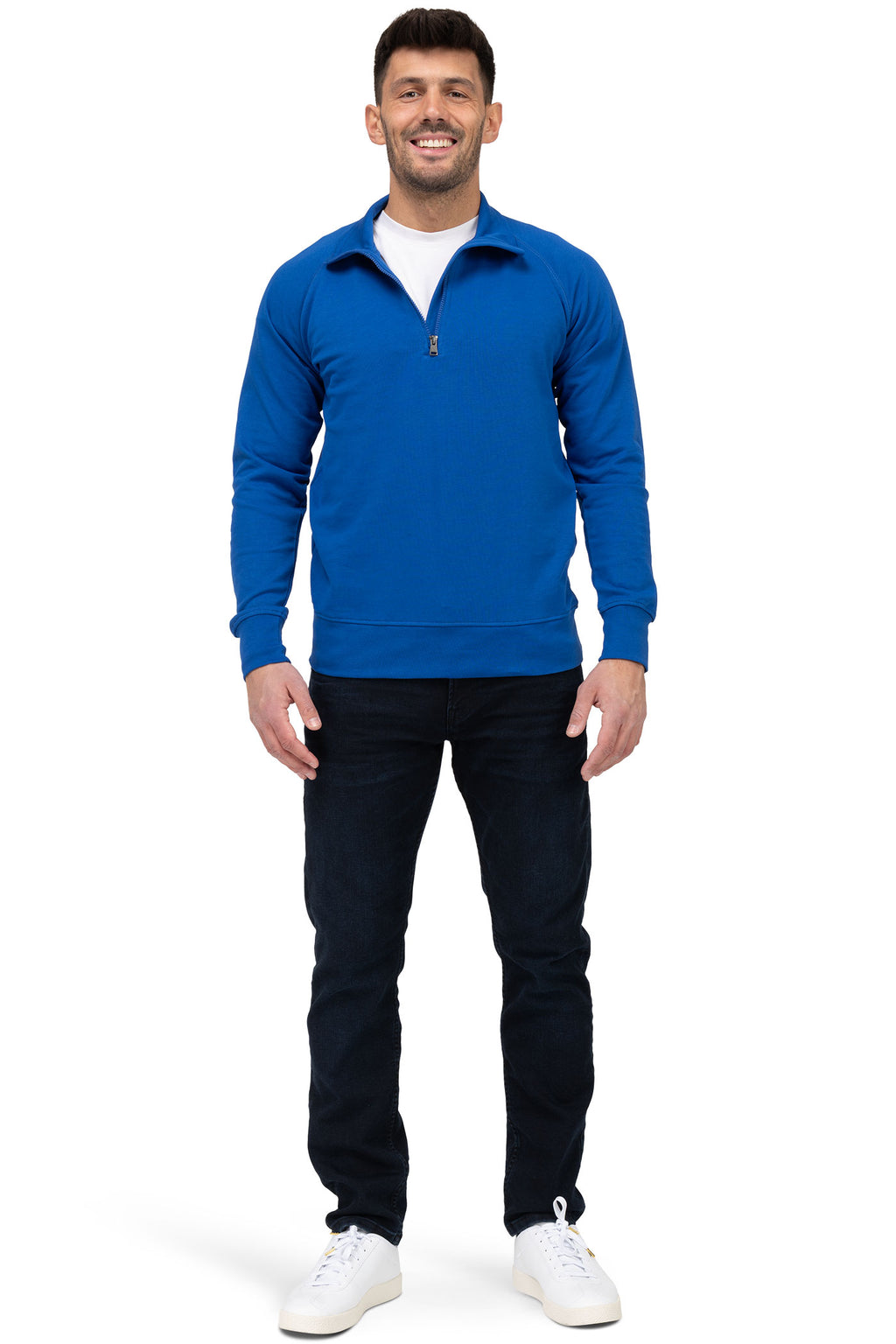 günstiger Halfzip Pullover für den Sommer und warme Tage Herren in Blau