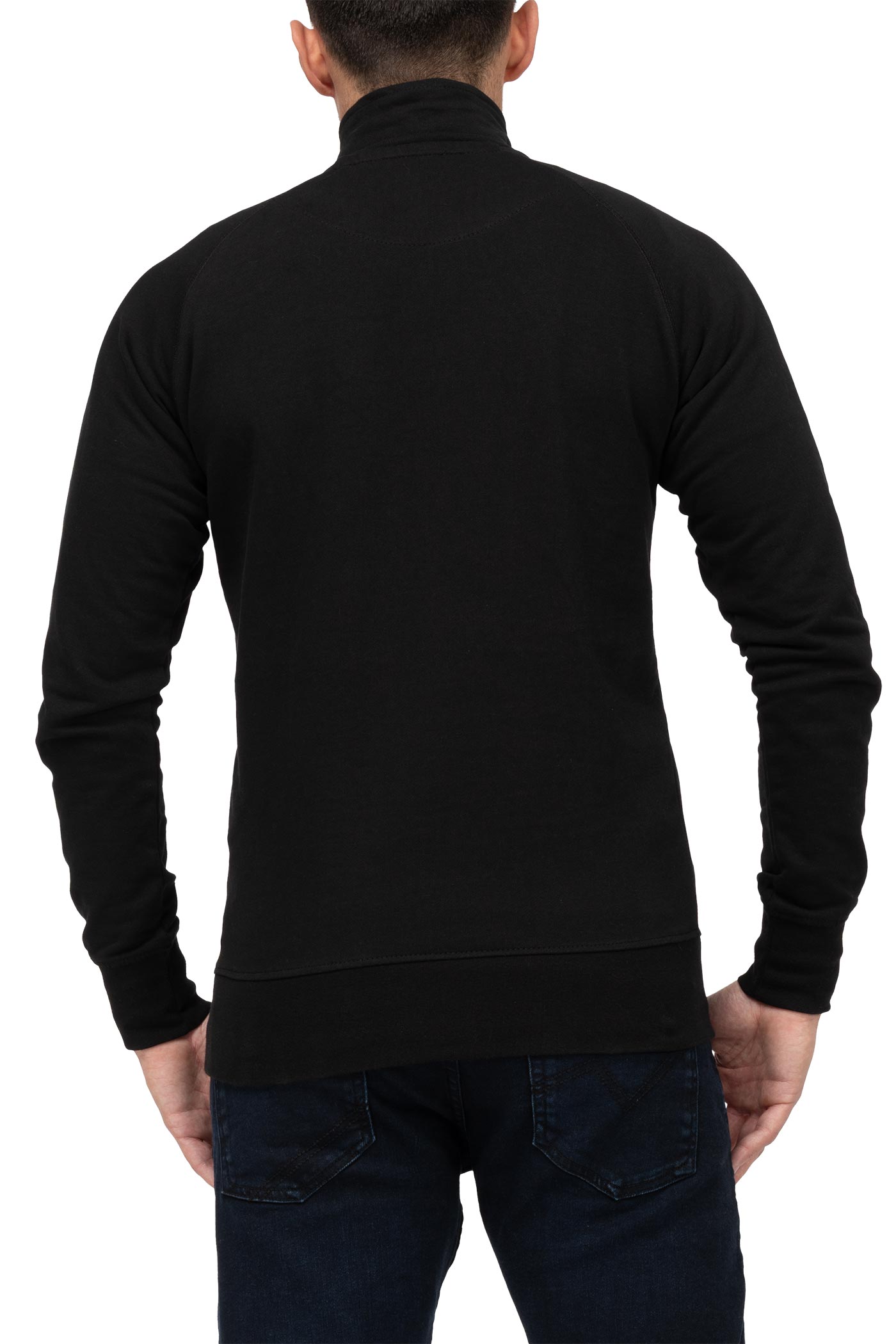 Herren dünner Pullover mit Stehkragen Basic günstig für Männer in Schwarz