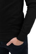 Herren Quarter Zip mit elastischer Taille und Ärmelbündchen in Schwarz