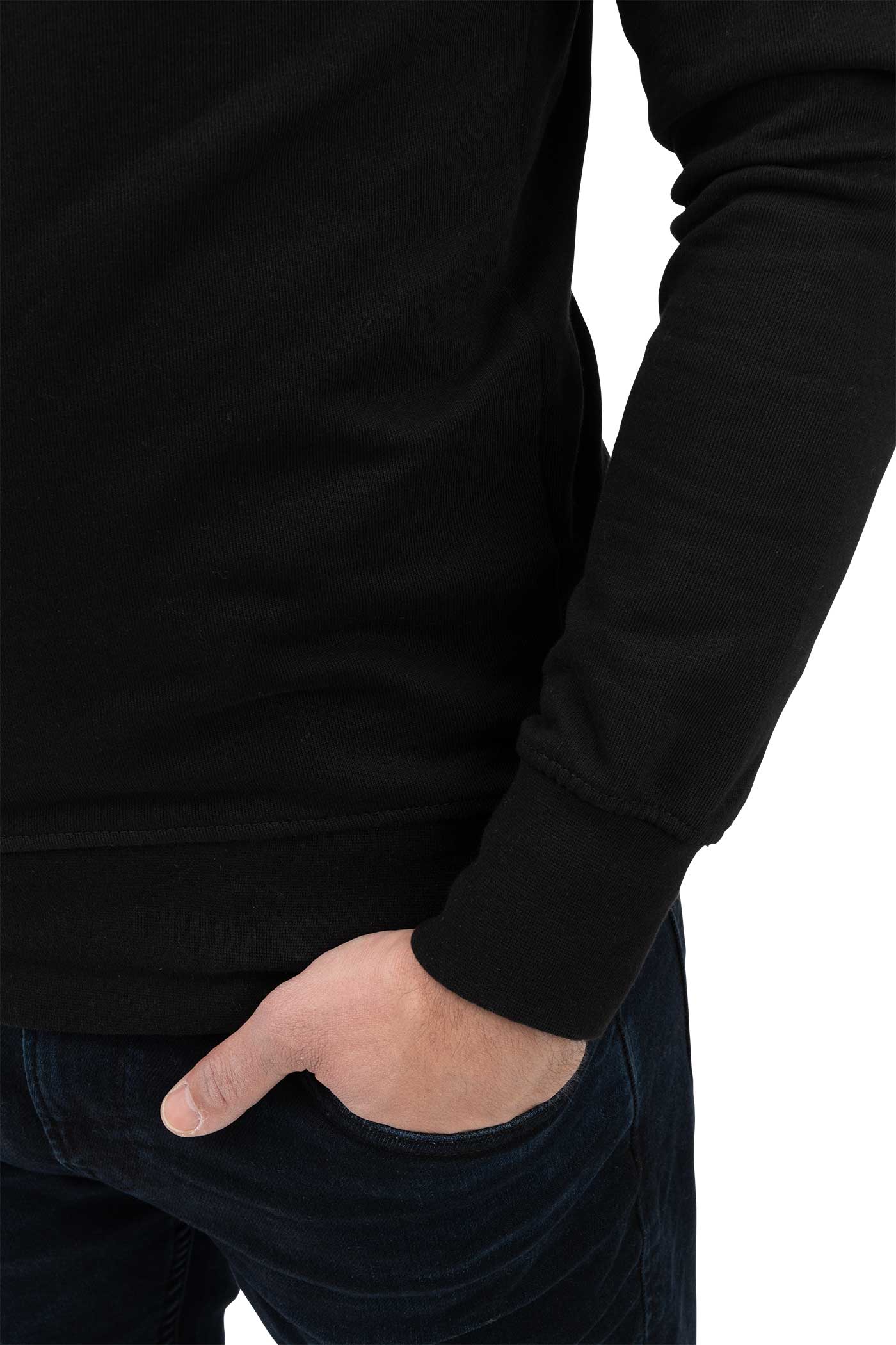 Herren Quarter Zip mit elastischer Taille und Ärmelbündchen in Schwarz