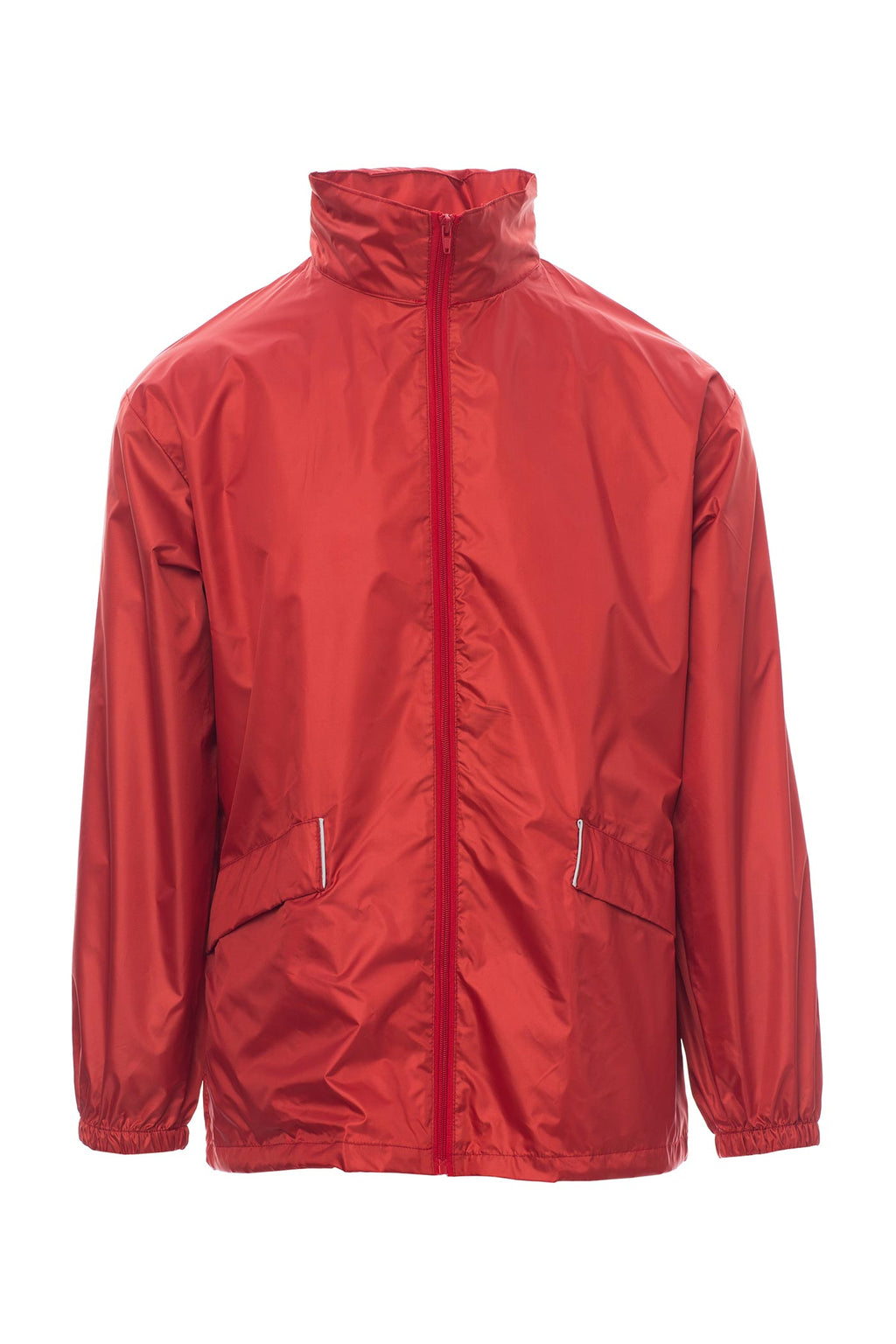 Herren Windbreaker mit Taschen und einrollbarer Kapuze in Rot