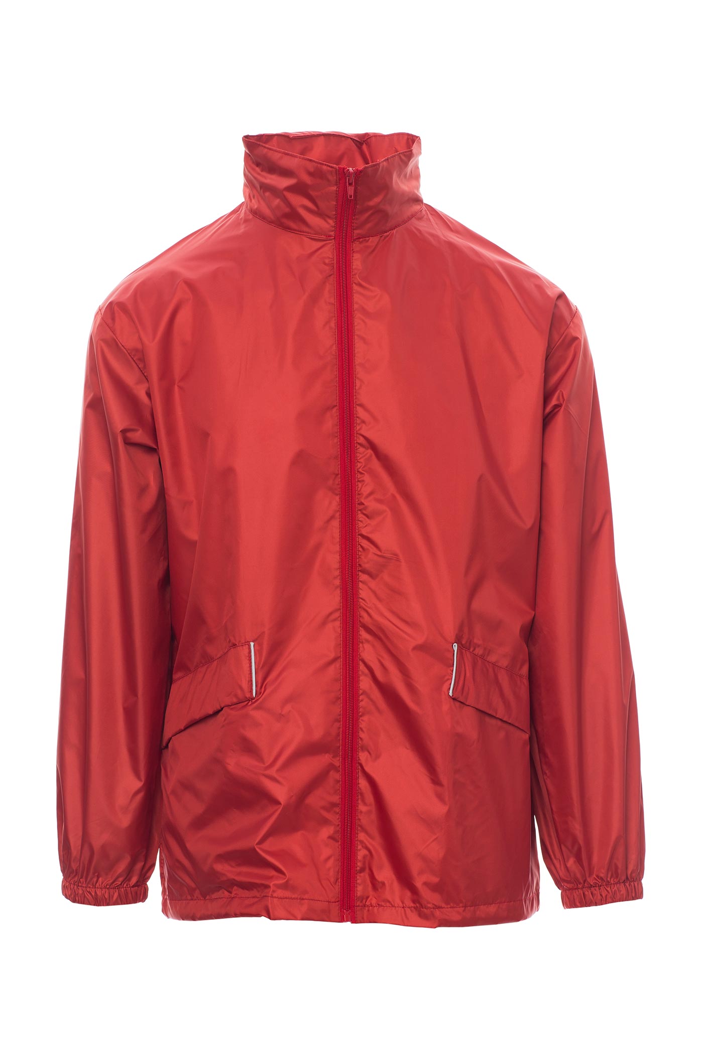 Herren Windbreaker mit Taschen und einrollbarer Kapuze in Rot