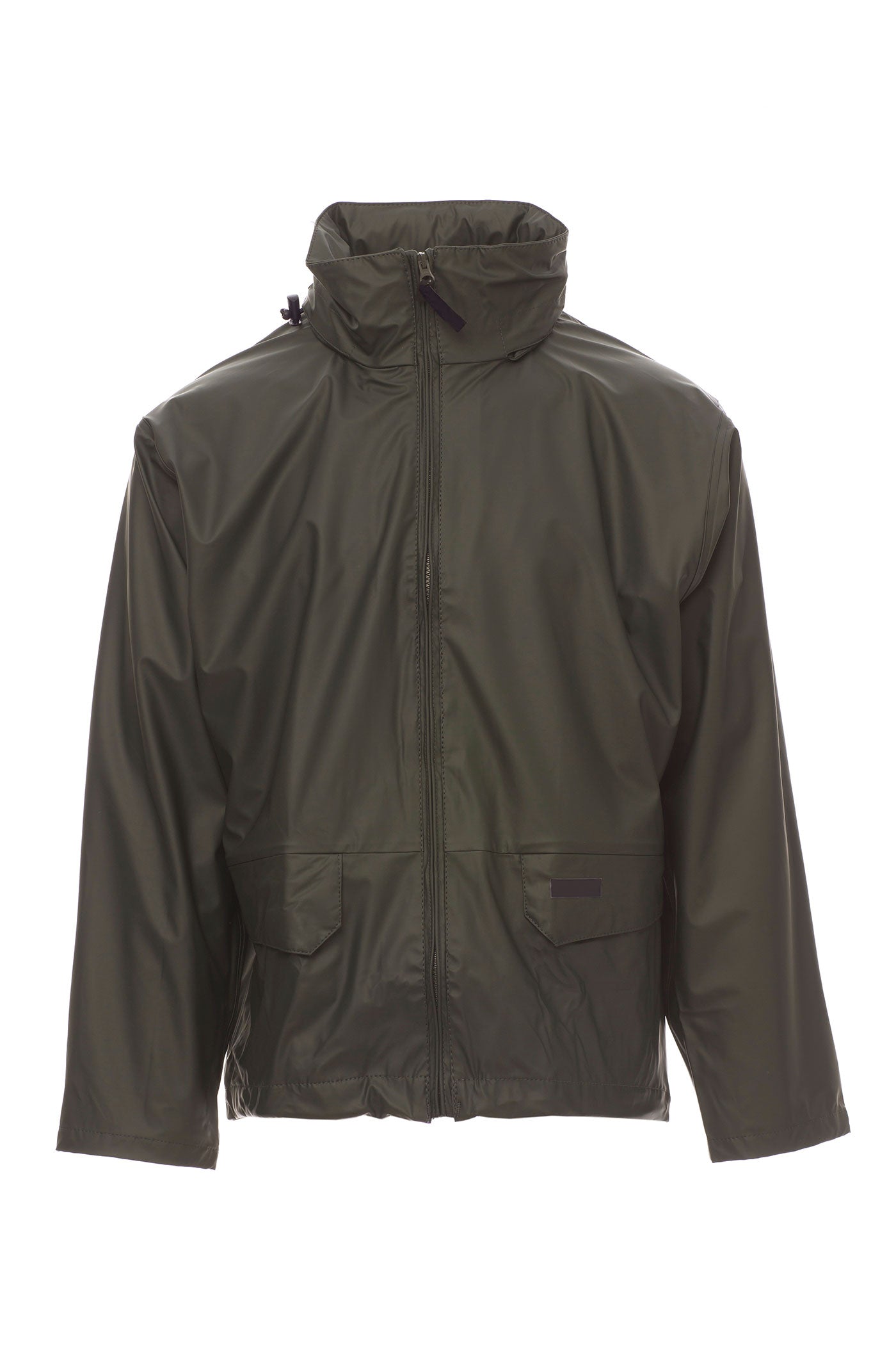 Herren Regenjacke mit Kapuze und Eingriffstaschen in Grün