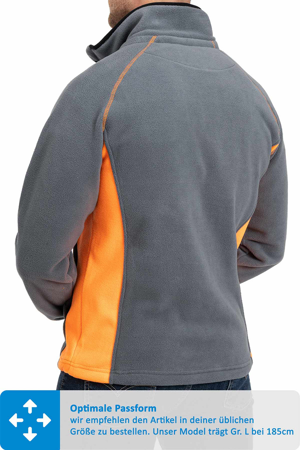 Herren Fleecejacke mit Stehkragen ohne Kapuze in Anthrazit