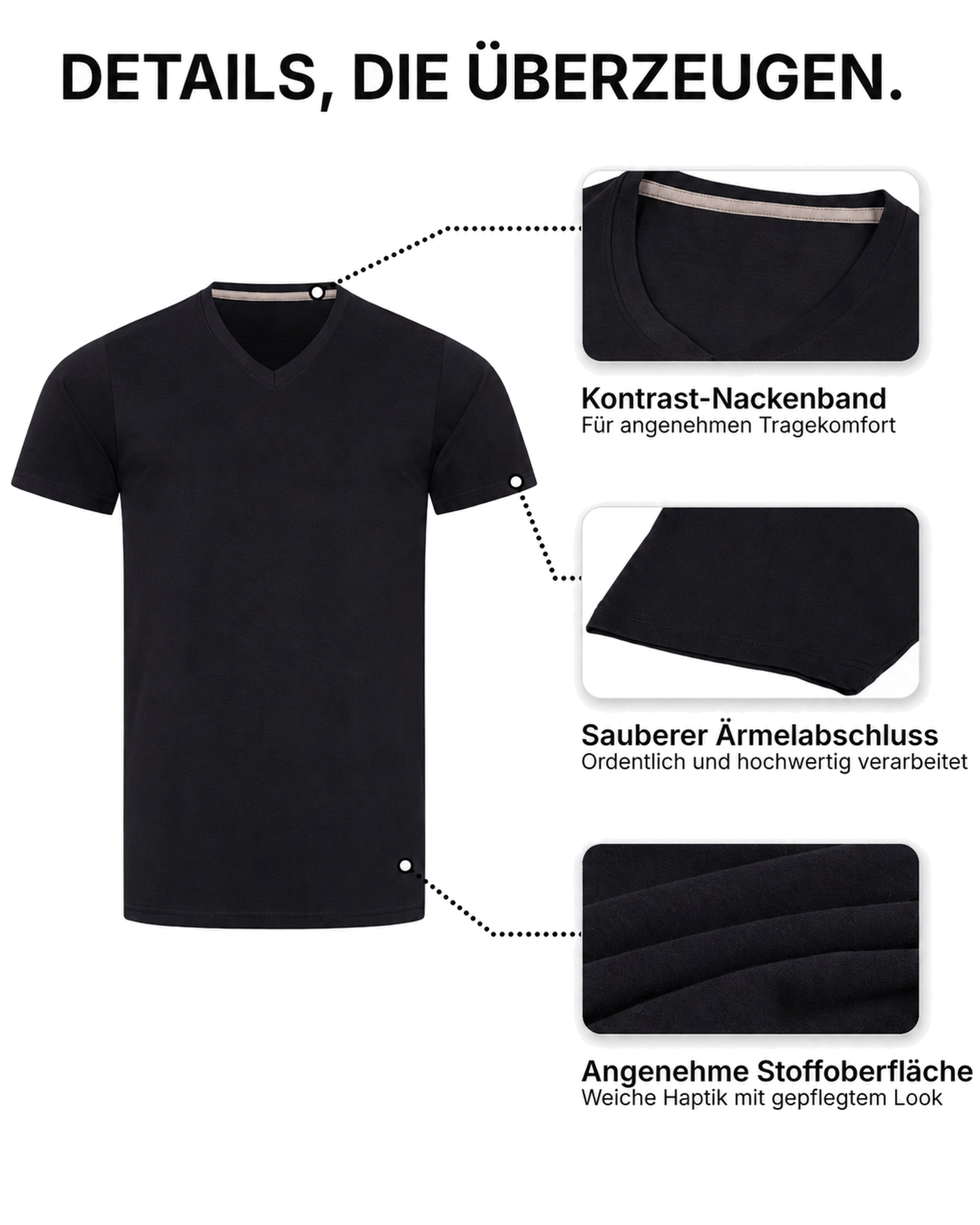 Herren T-Shirt V-Ausschnitt Baumwolle – V-Neck