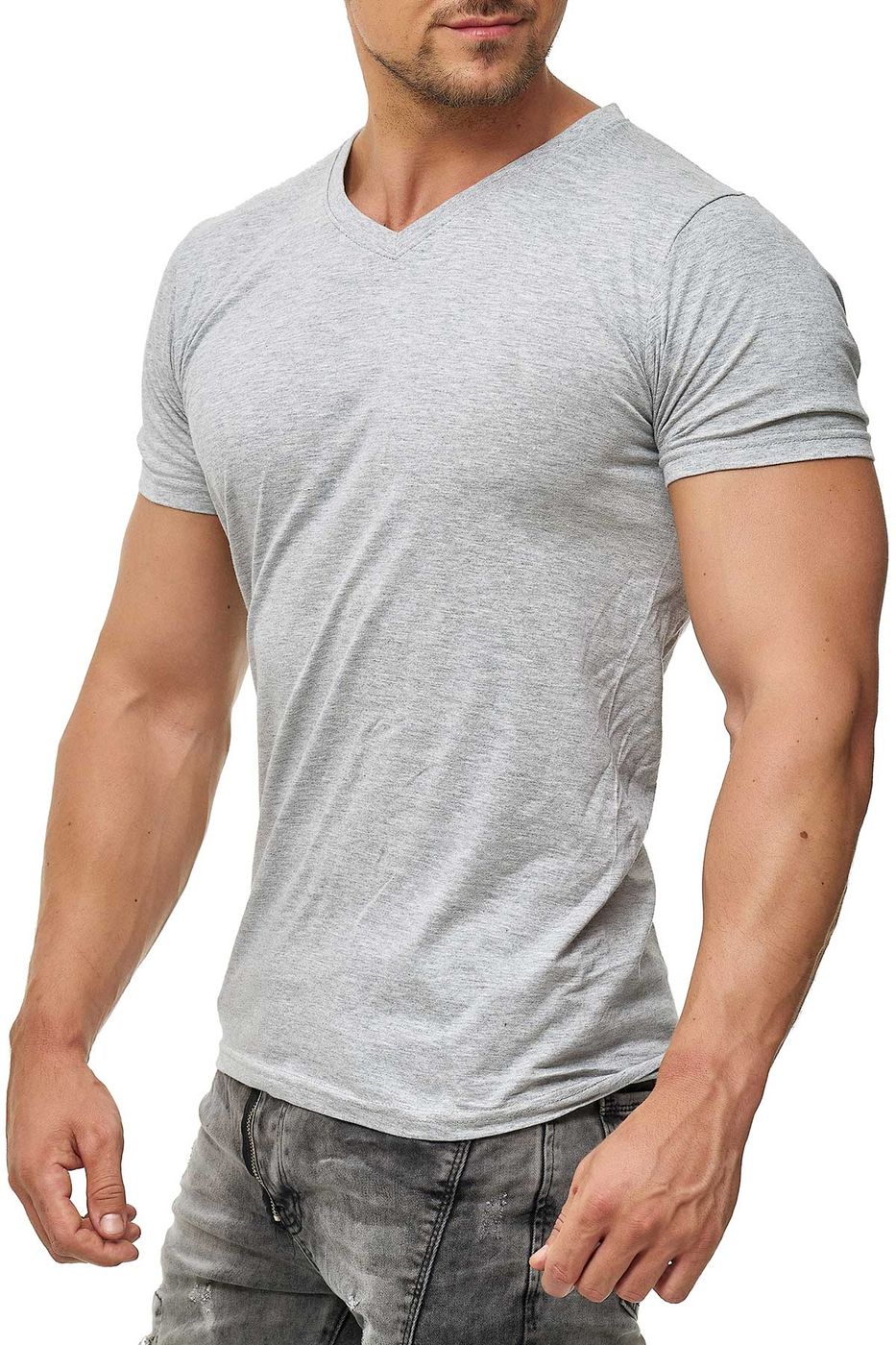 5er Pack Shirts für Männer in Grau meliert