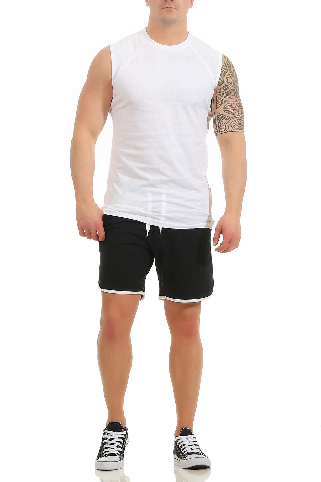 Basic fuenfer Pack Tank Tops Herren Weiß