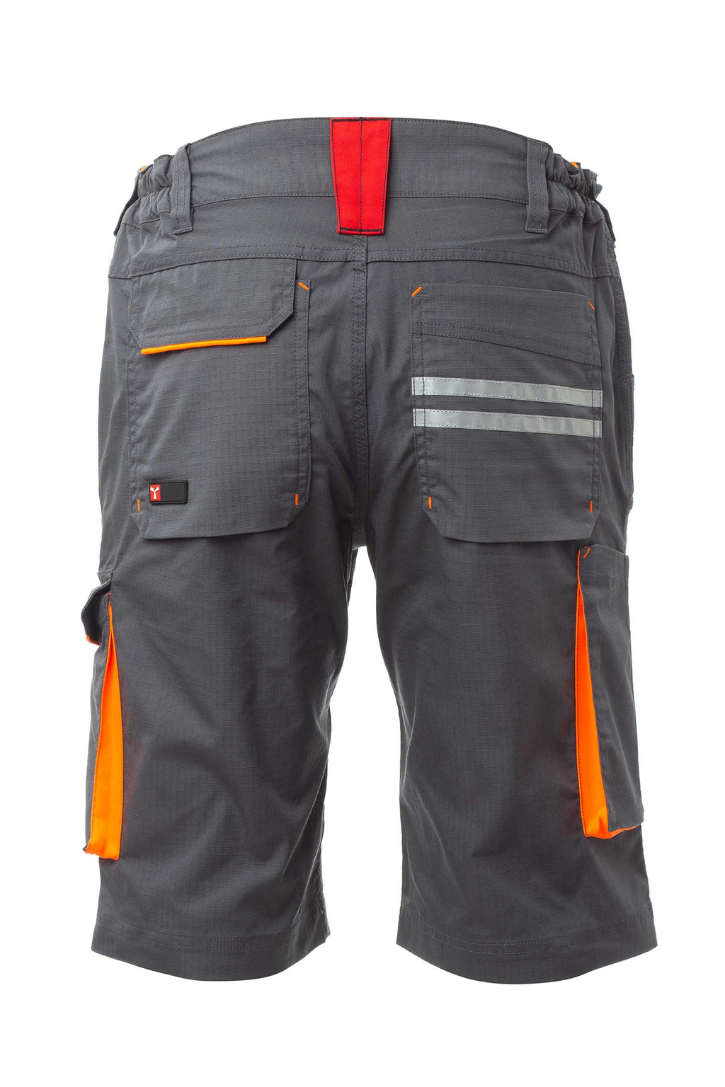 Herren Shorts mit zwei kleinen Reflexstreifen und Signalfarben in Grau