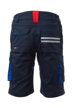 Herren Shorts mit zwei kleinen Reflexstreifen und Signalfarben in Dunkelblau