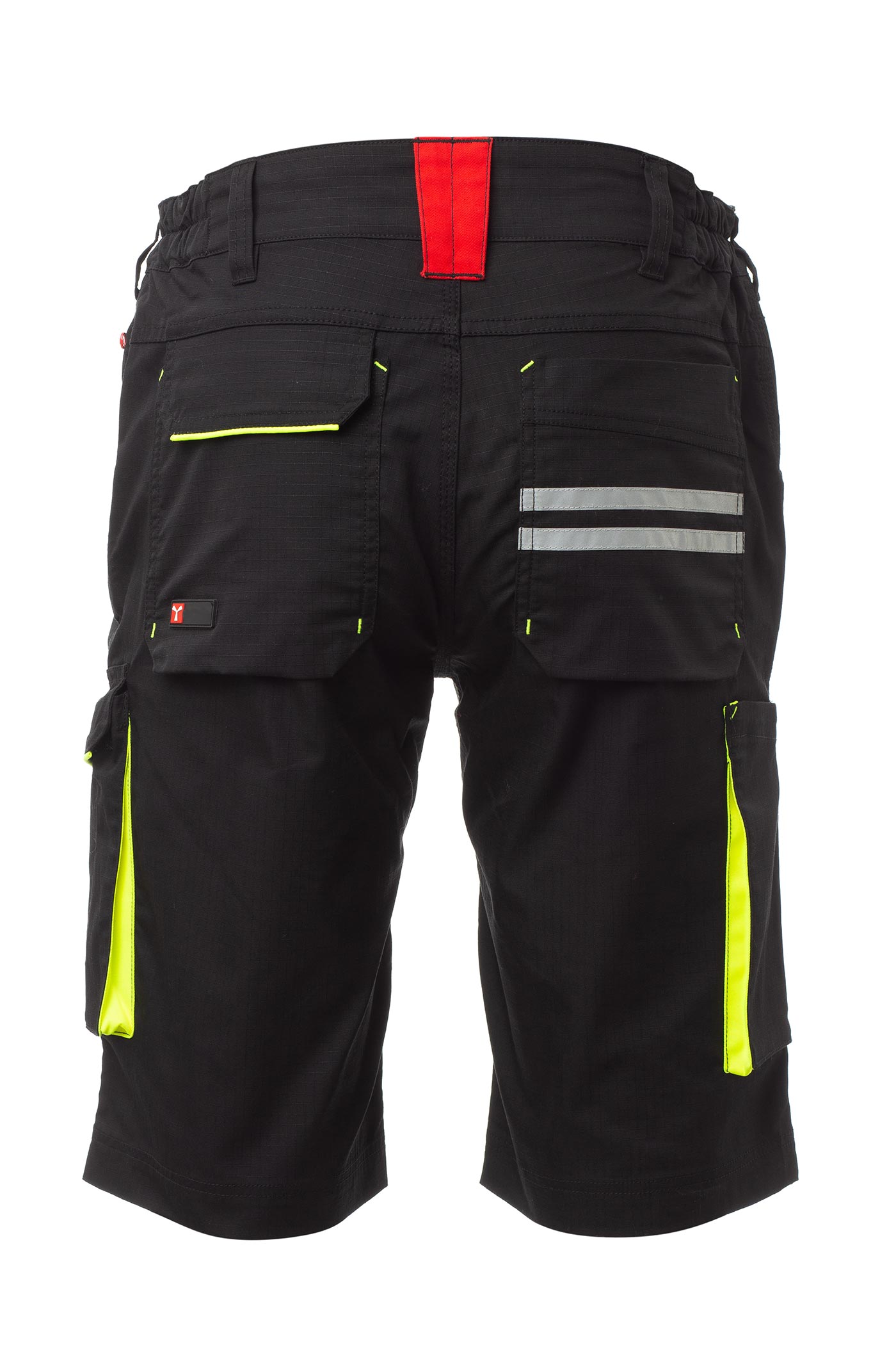 Herren Shorts mit zwei kleinen Reflexstreifen und Signalfarben in Schwarz