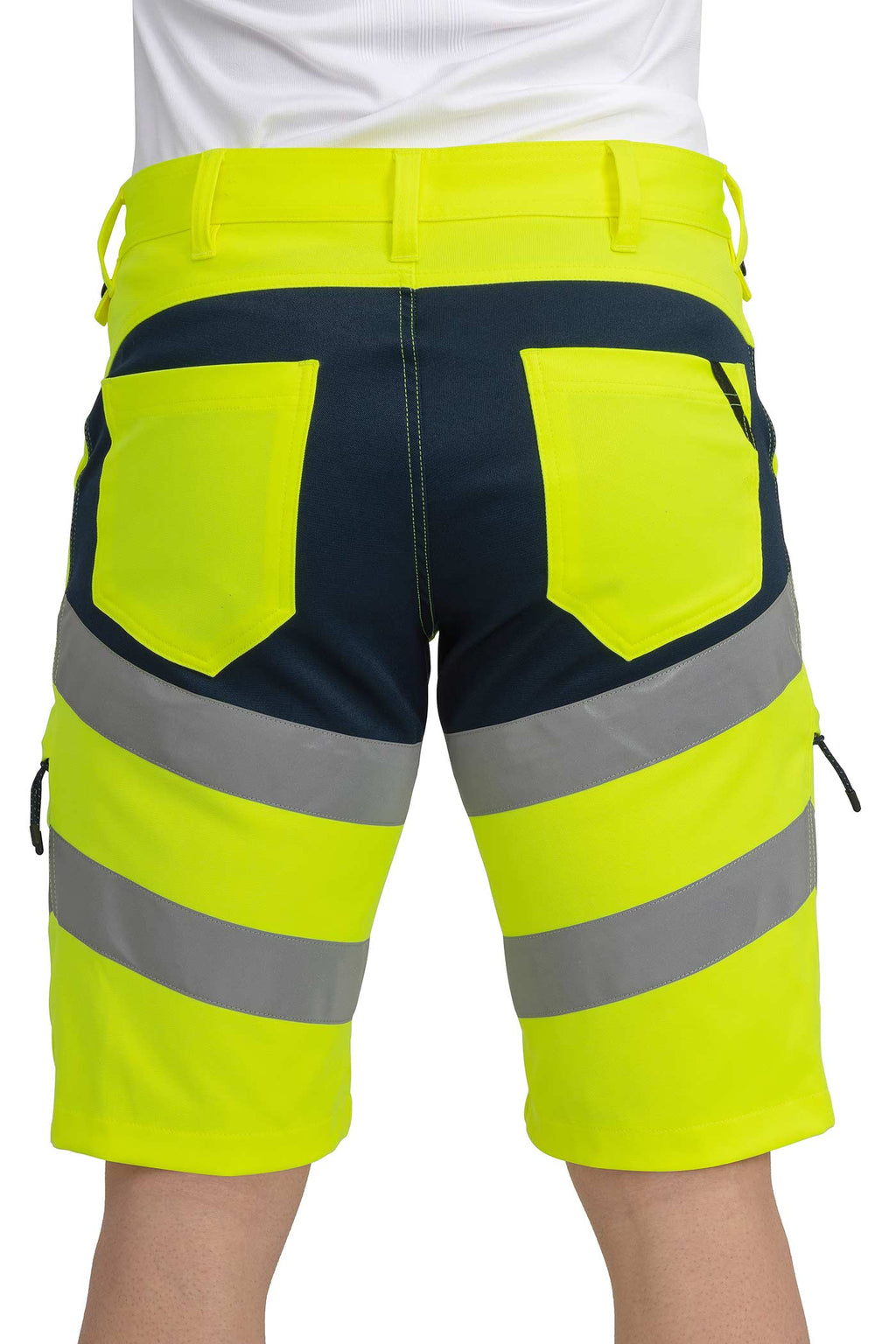 Herren kurze Warnschutzhose mit Gesäßtaschen in Gelb