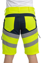 Herren kurze Warnschutzhose mit Gesäßtaschen in Gelb