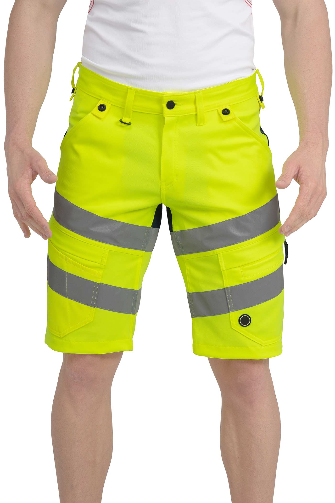 Herren Warnschutzhose kurz mit guter Sichtbarkeit in Gelb