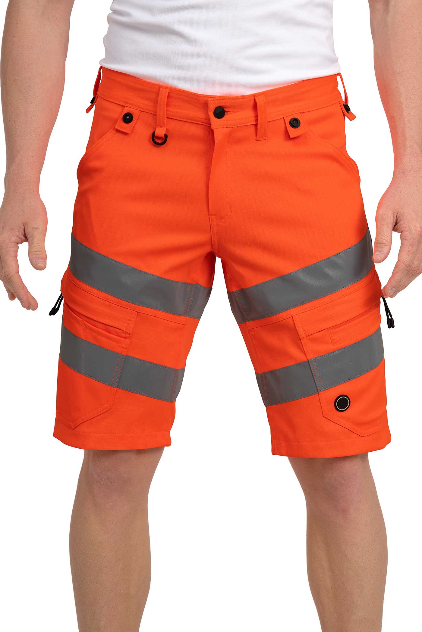 Herren Warnschutzhose kurz mit guter Sichtbarkeit in Orange