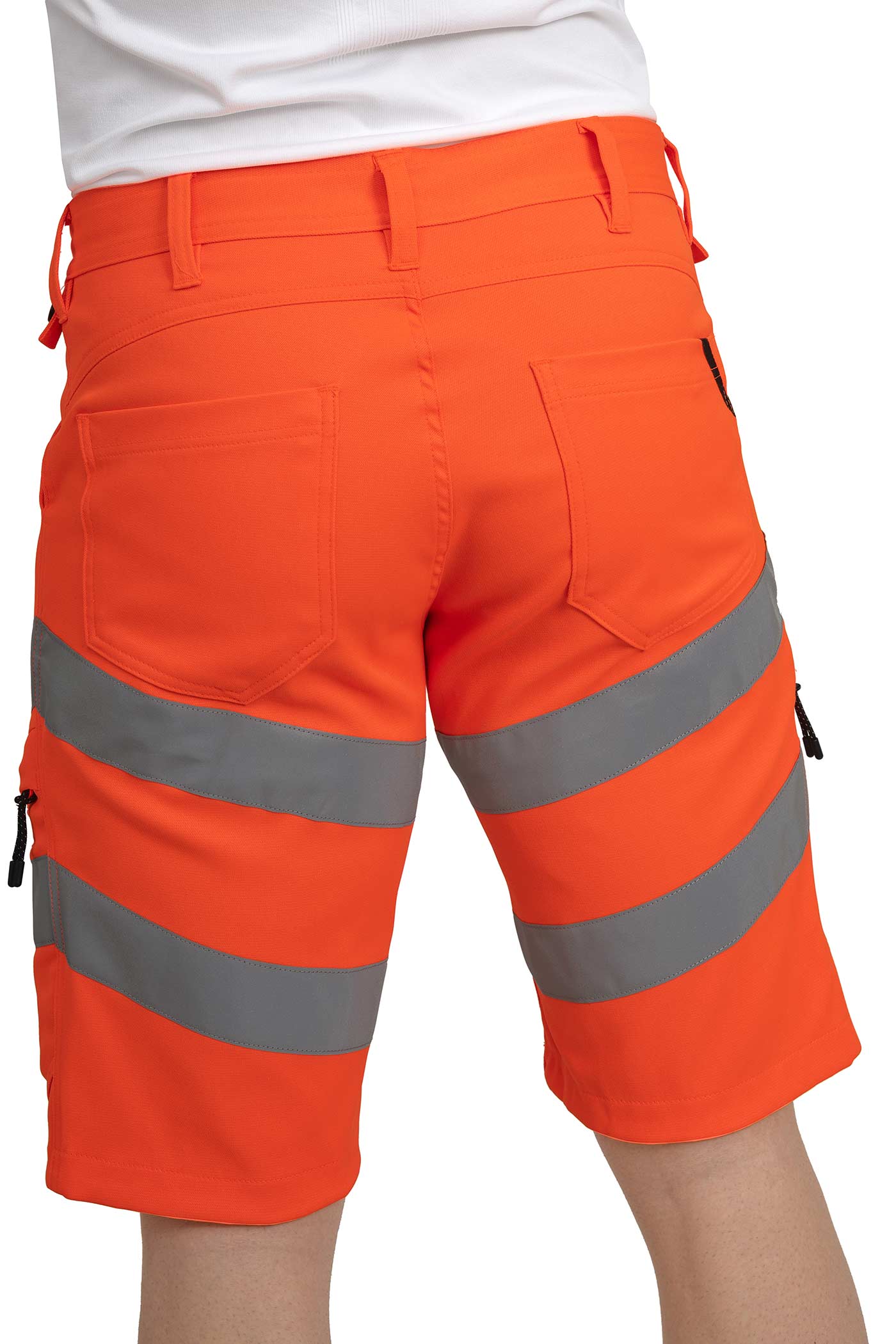 Herren kurze Warnschutzhose mit Gesäßtaschen in Orange