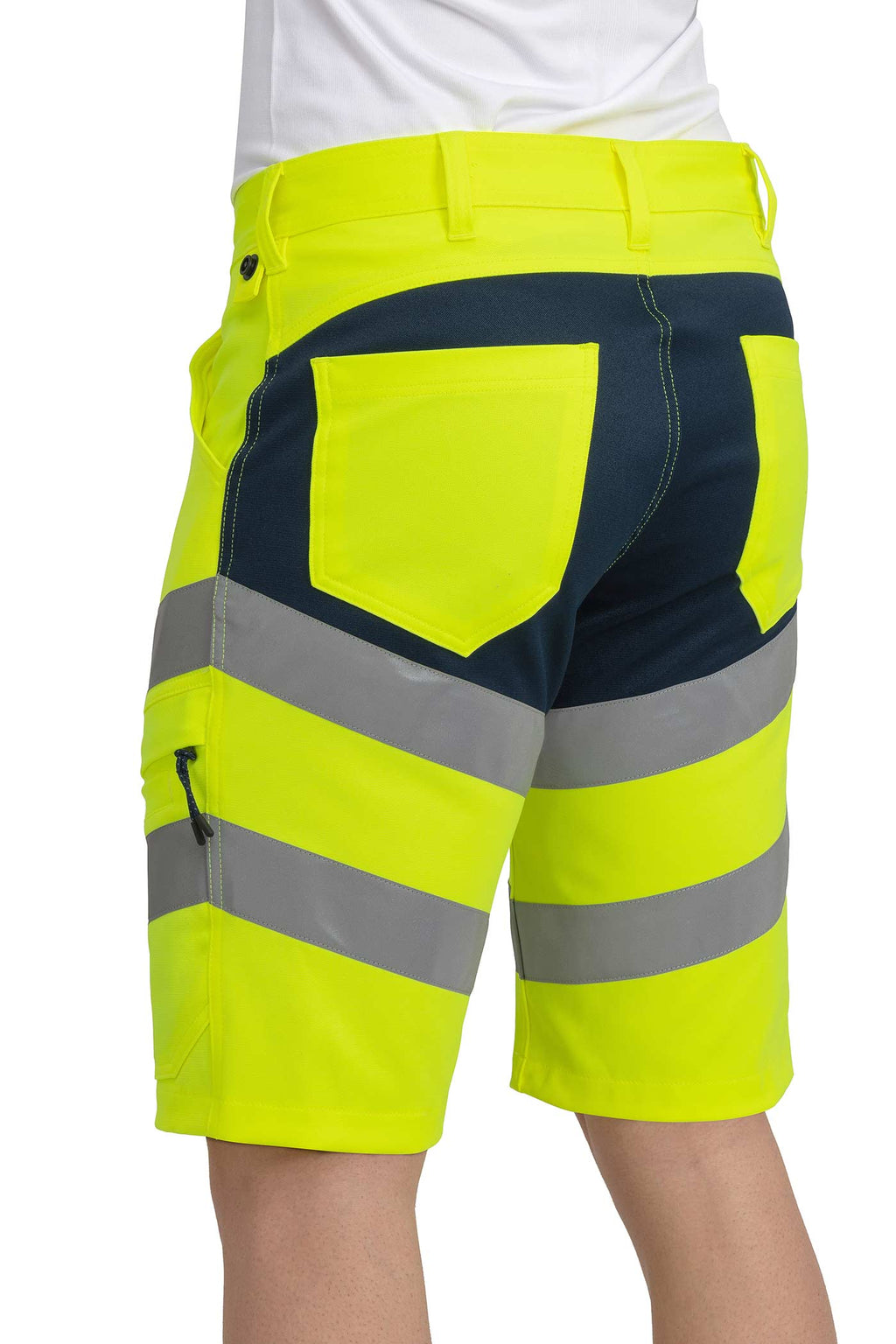 Herren Arbeitsshorts Warnschutz mit Gürtelschlaufen und funktionalen Taschen in Gelb