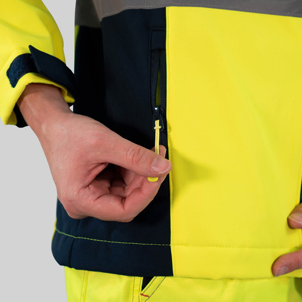 Herren Warnschutz Softshelljacke Wind- und Wasserabweisend EN ISO 20471 Klasse 2 Antares