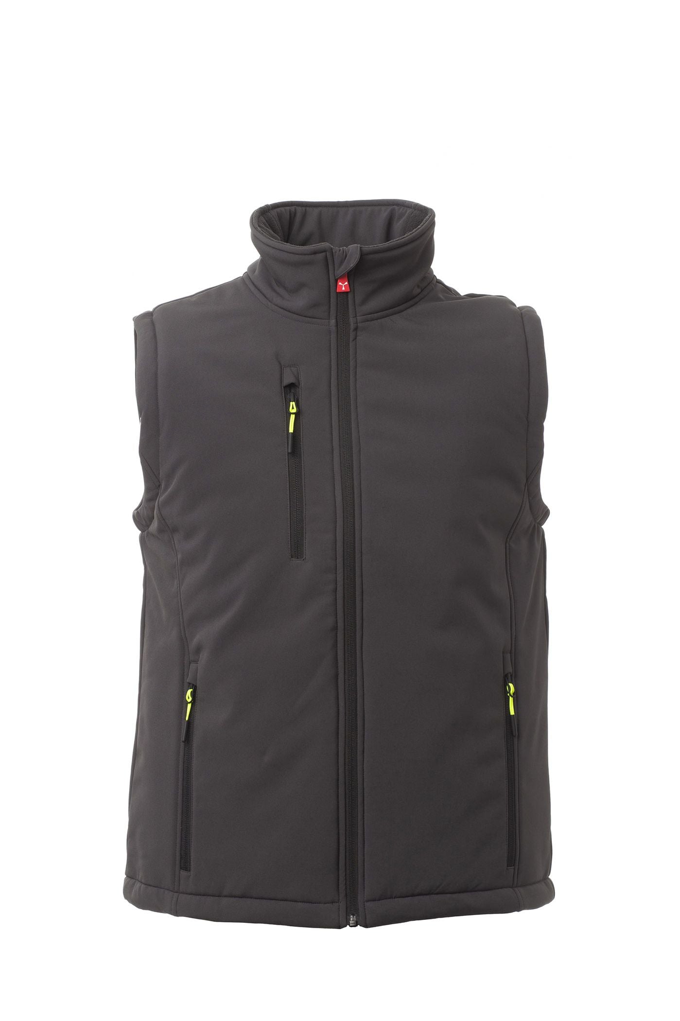 Herren Softshellweste mit Stehkragen wattiert in Anthrazit