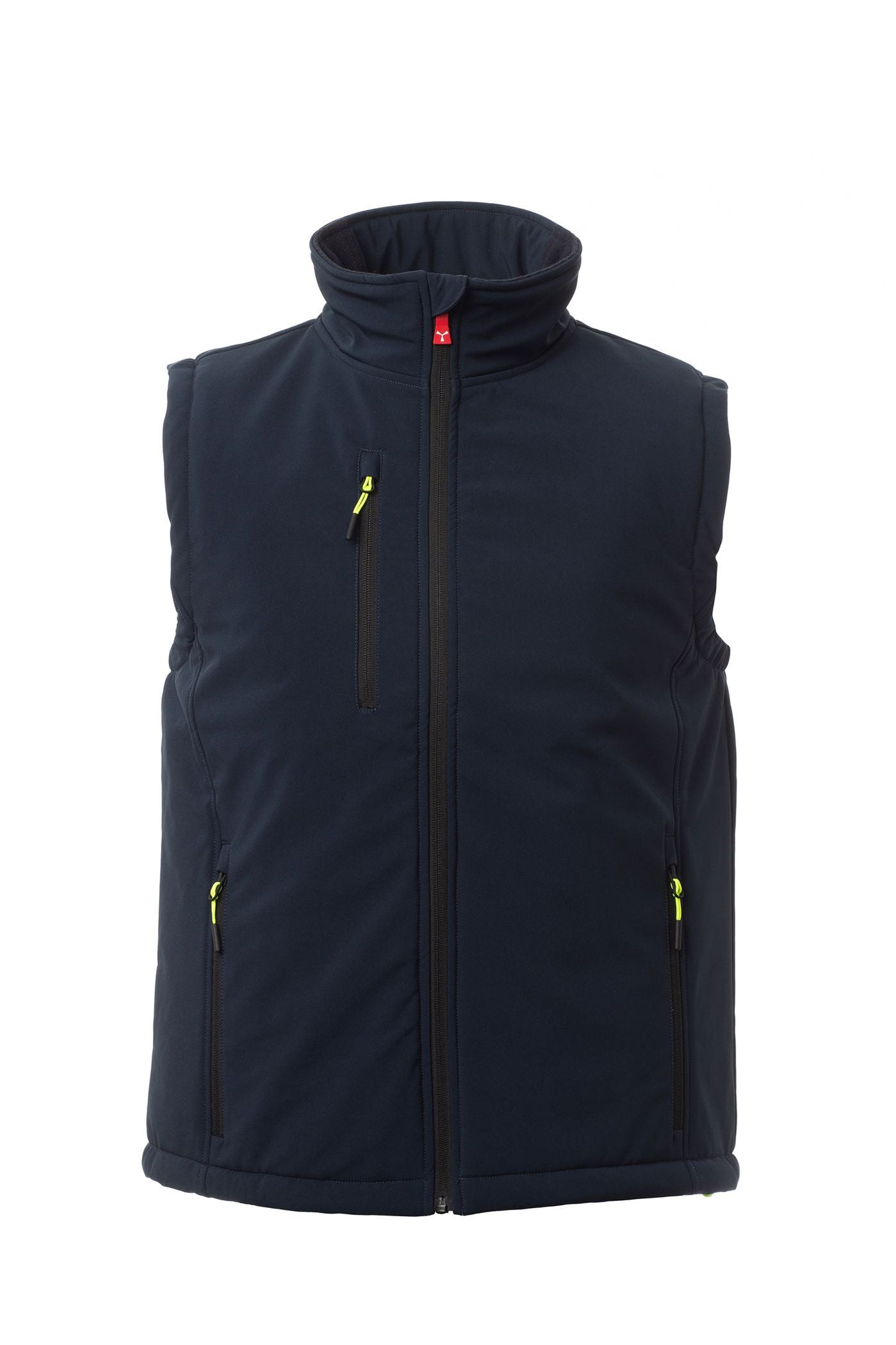 Herren Softshellweste mit Stehkragen wattiert in Dunkelblau