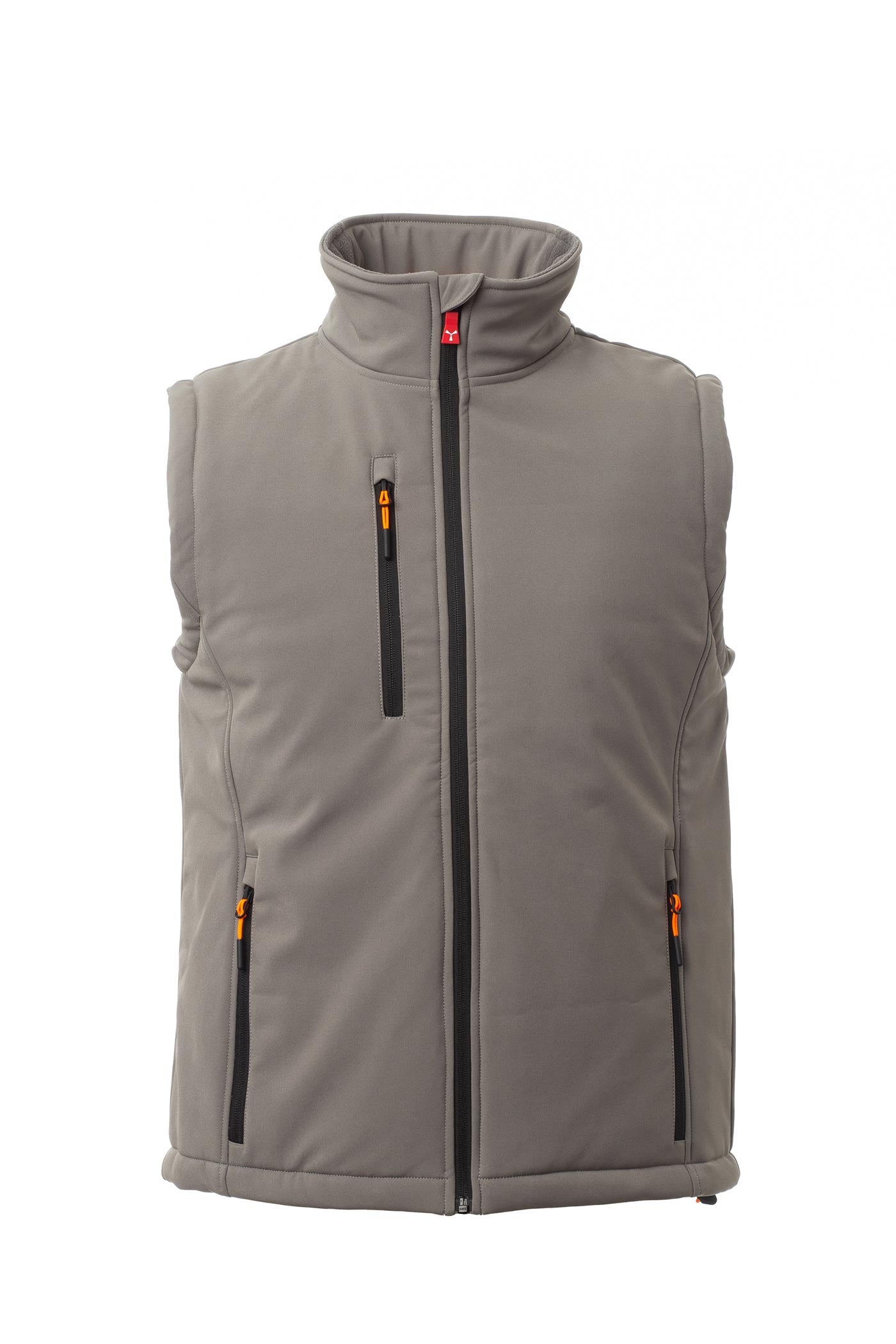 Herren Softshellweste mit Stehkragen wattiert in Grau
