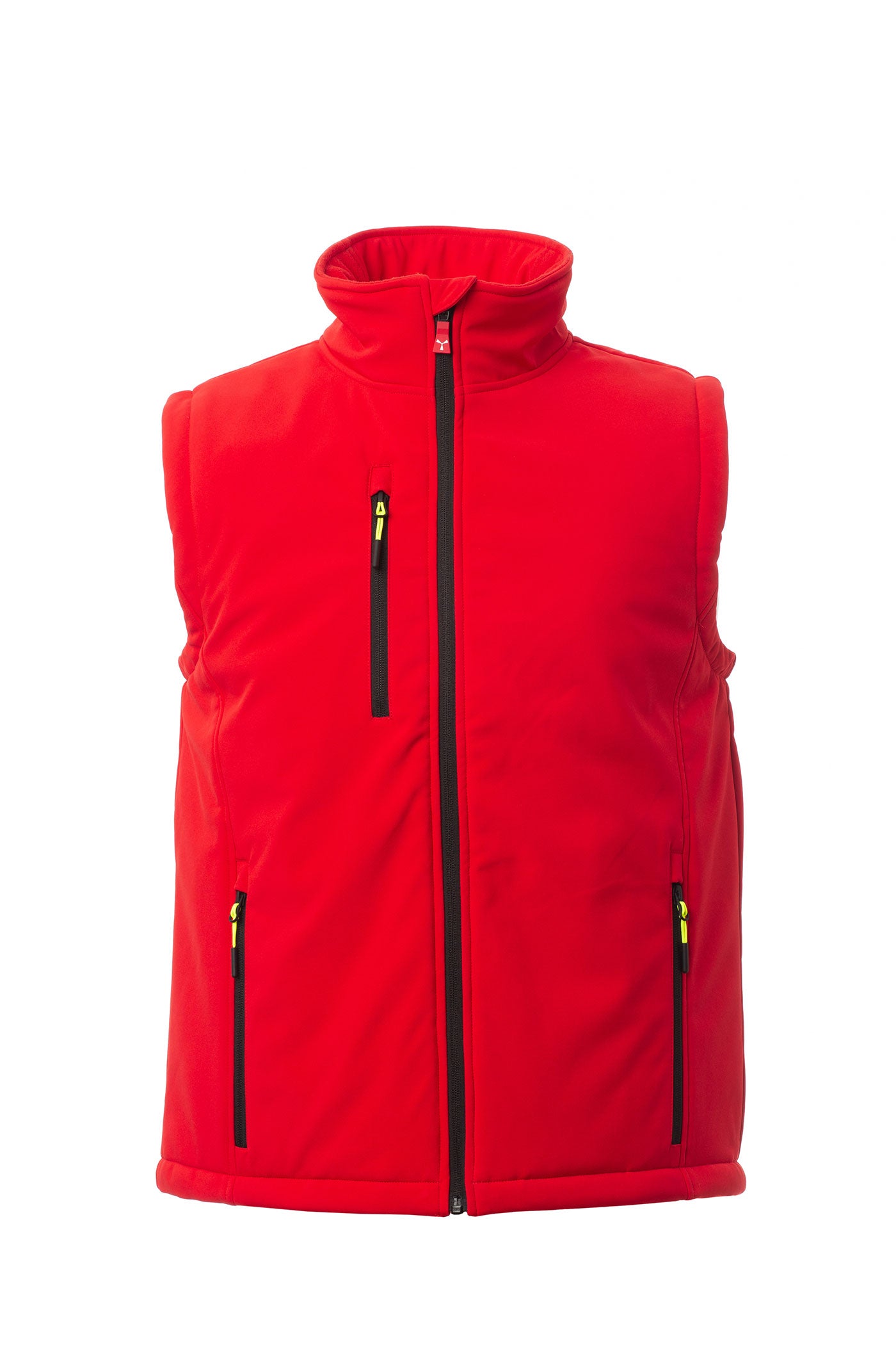 Herren Softshellweste mit Stehkragen wattiert in Rot