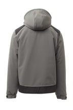 Herren Winterjacke aus Softshell mit abtrennbarer Kapuze und Stehkragen in Grau