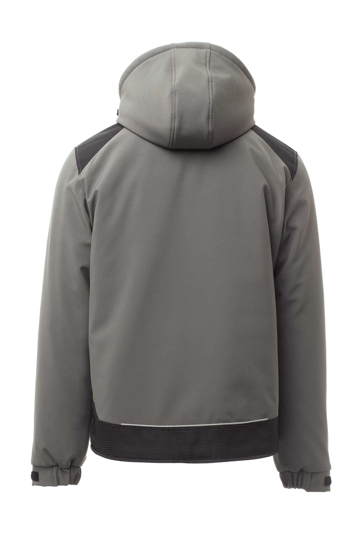 Herren Winterjacke aus Softshell mit abtrennbarer Kapuze und Stehkragen in Grau