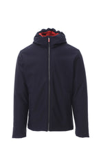 Herren Softshell Winterjacke mit fester Kapuze und Reißverschlusstaschen in Dunkelblau