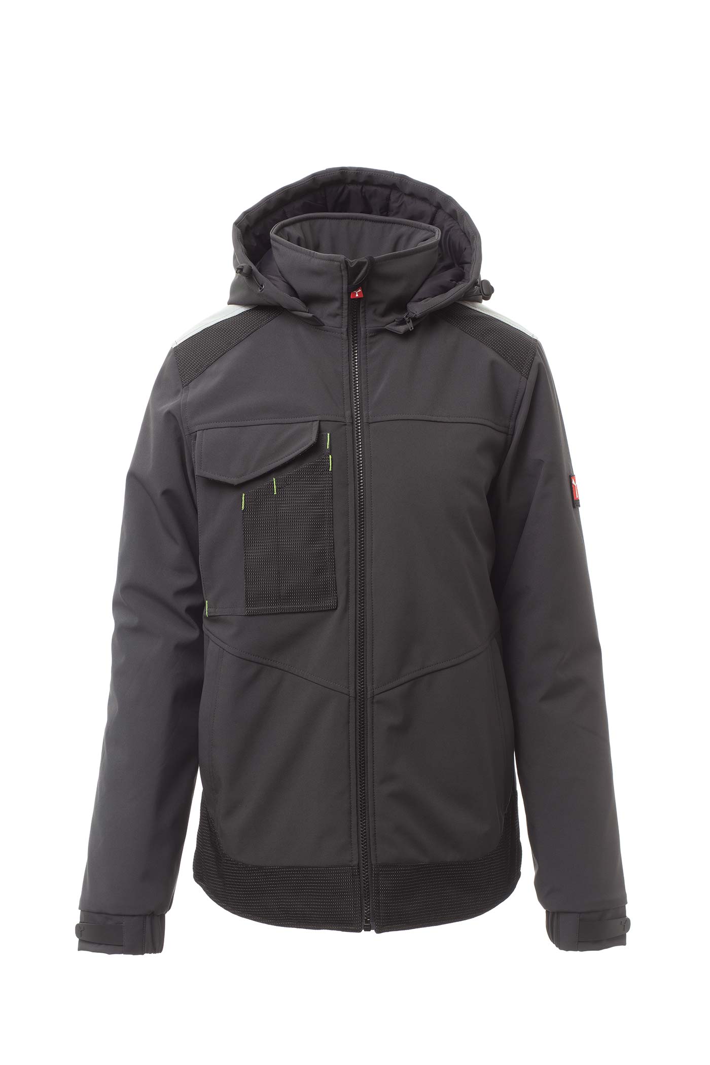 Herren Winterjacke mit Reißverschlusstaschen und Kapuze in Anthrazit