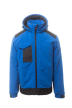 Herren Winterjacke mit Reißverschlusstaschen und Kapuze in Blau