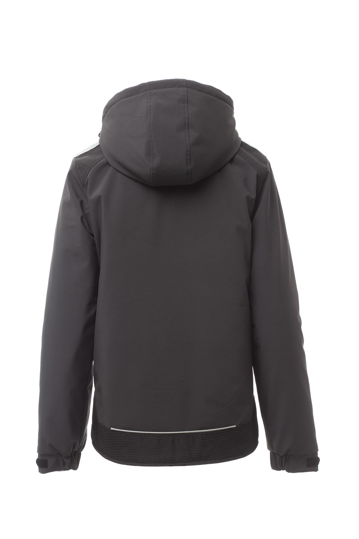 Herren Winterjacke aus Softshell mit abtrennbarer Kapuze und Stehkragen in Anthrazit