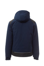 Herren Winterjacke aus Softshell mit abtrennbarer Kapuze und Stehkragen in Dunkelblau