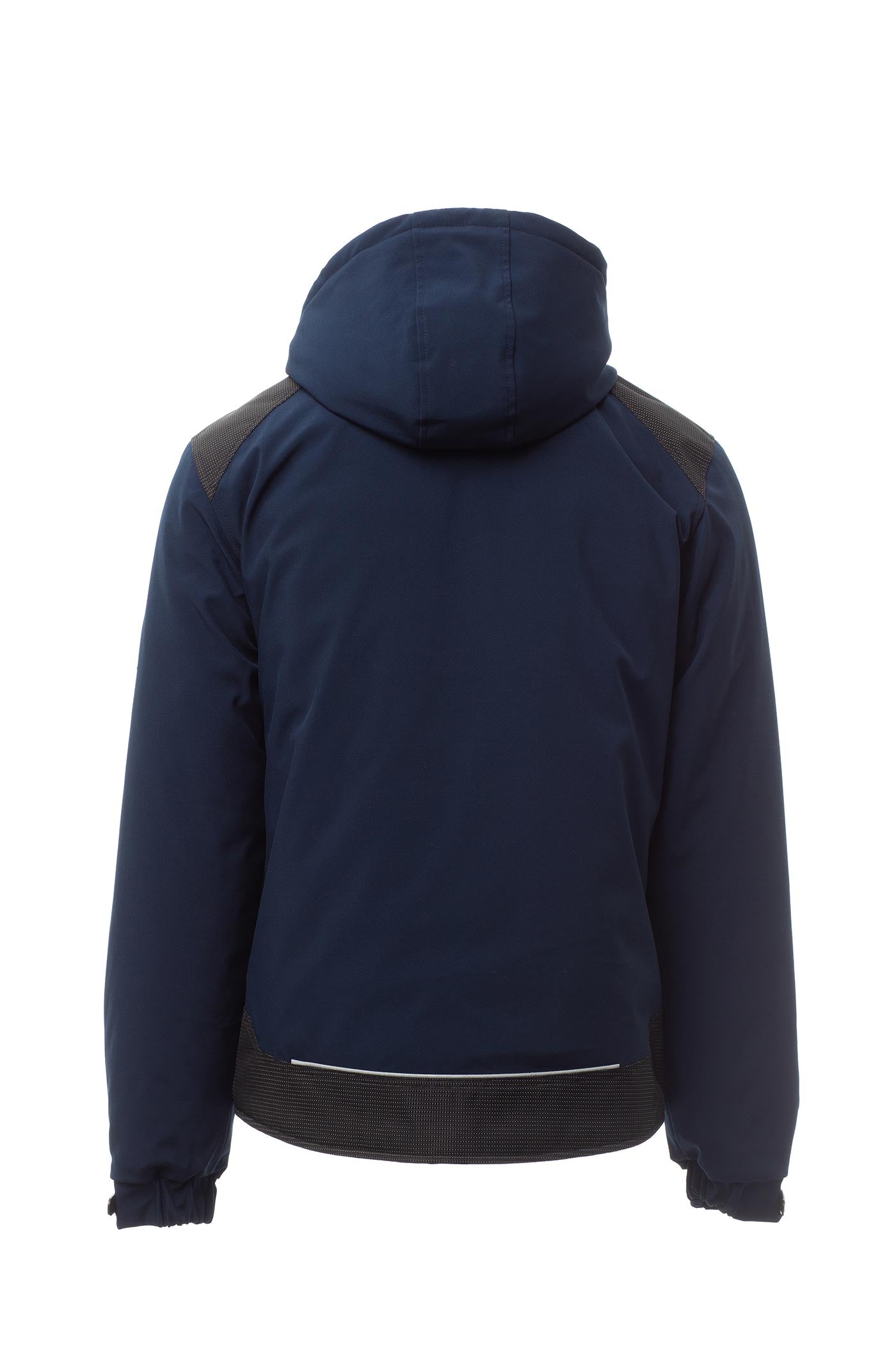 Herren Winterjacke aus Softshell mit abtrennbarer Kapuze und Stehkragen in Dunkelblau