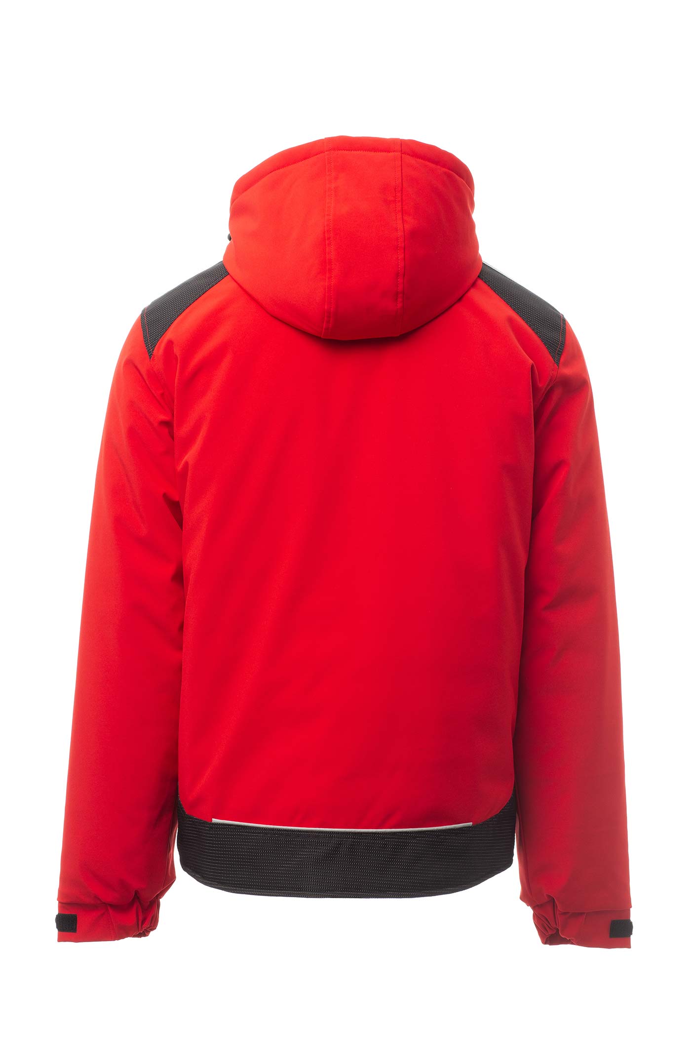 Herren Winterjacke aus Softshell mit abtrennbarer Kapuze und Stehkragen in Rot